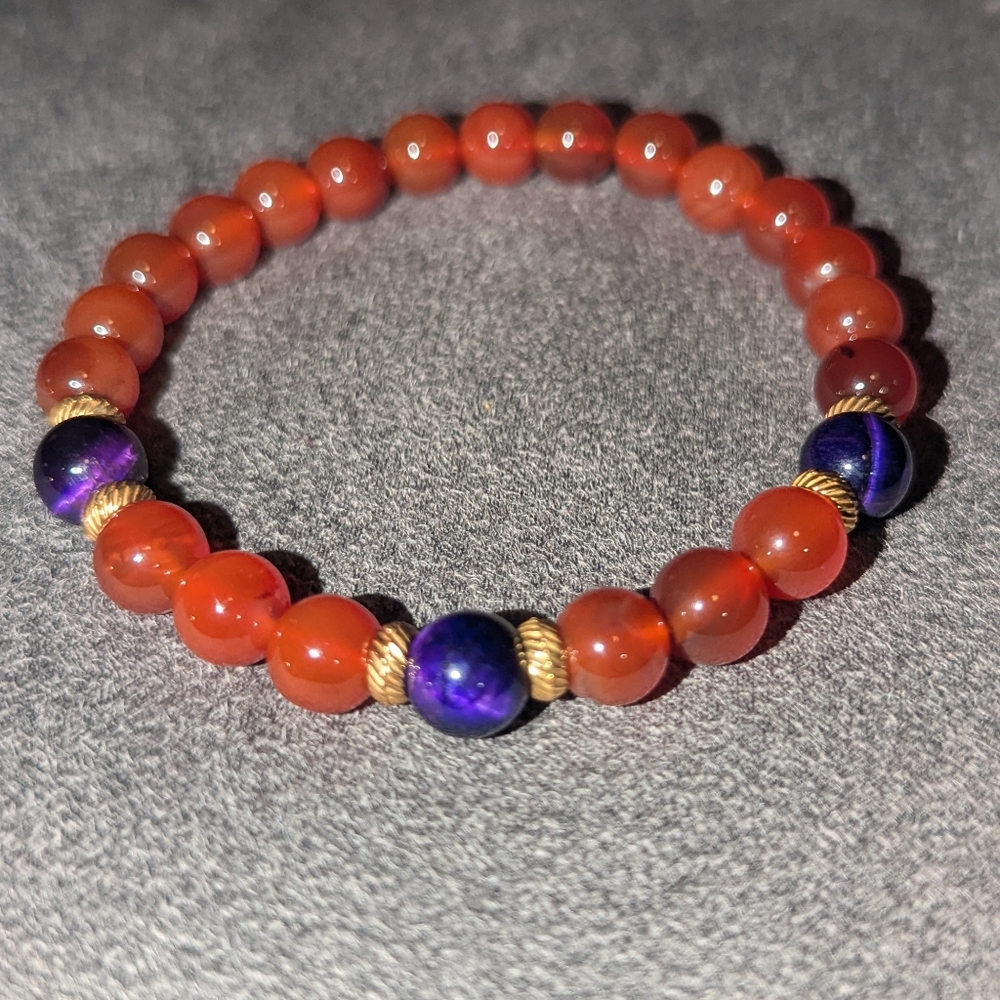 Carnelian with Purple Tigers Eye Bracelet